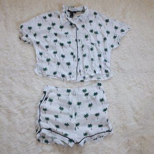 Forever 21 Palm Tree Short Set S
